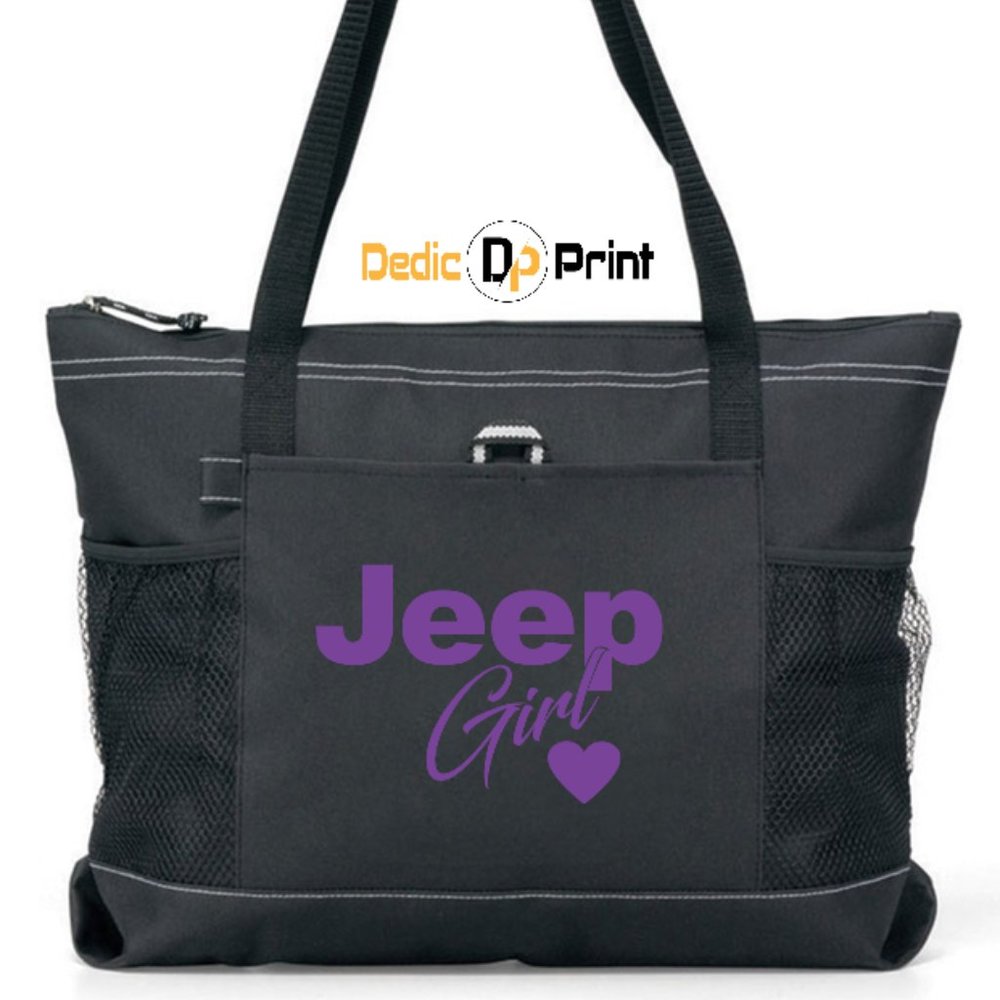 Jeep Girl Zippered Tote Bag